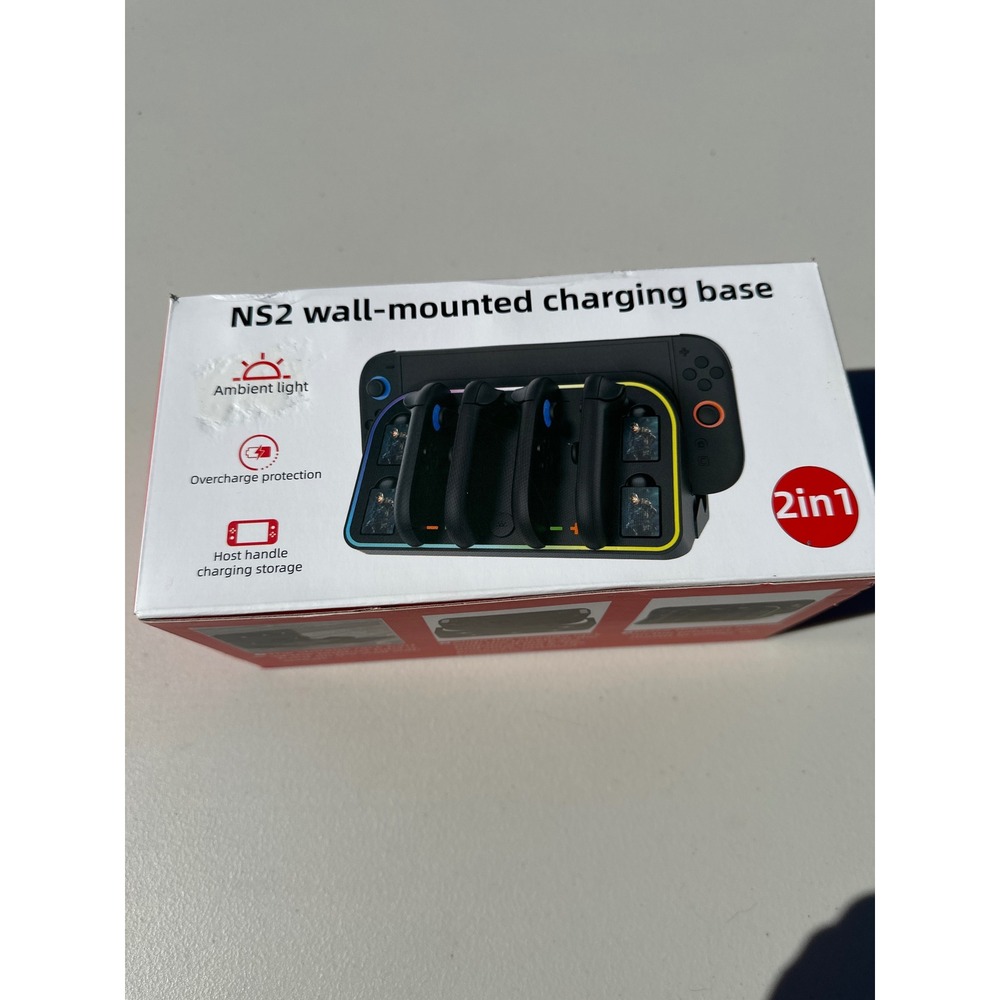 Hosanwell NS2 Wall-Mounted Charging Base for Nintendo Switch 4 Controller Slots